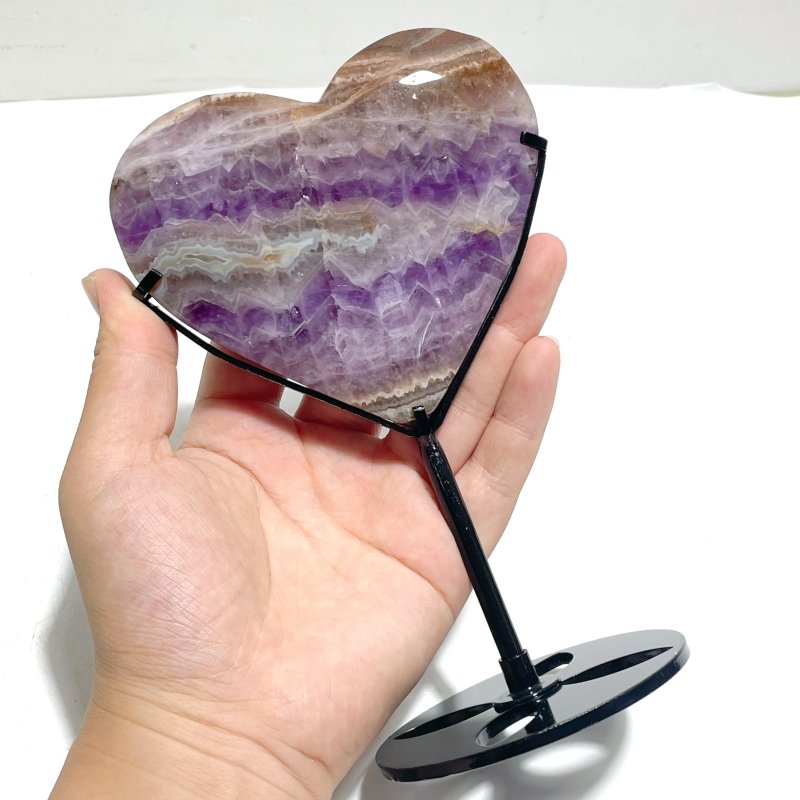 9 Pieces Amethyst Mixed Agate Heart With Stand - Wholesale Crystals