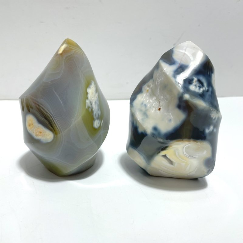 9 Pieces Black Orca Agate Flame Carving - Wholesale Crystals