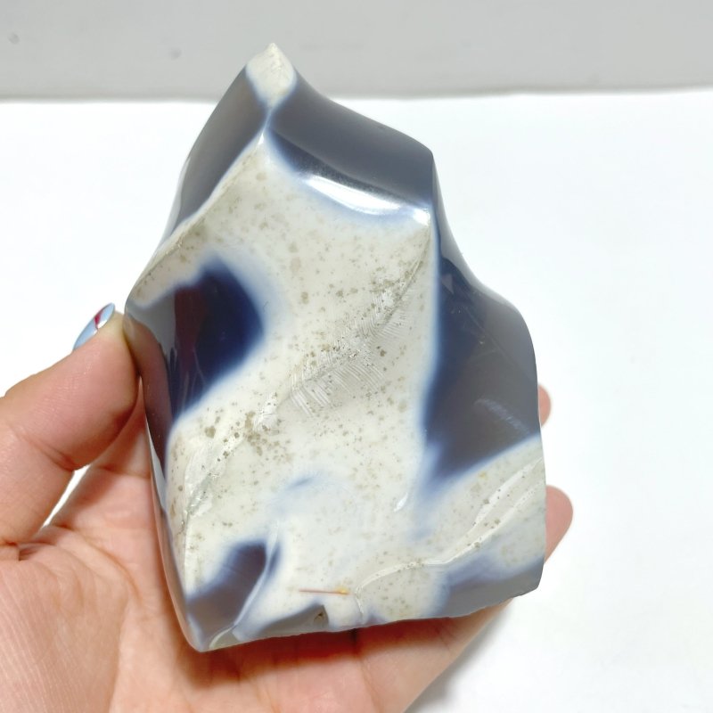 9 Pieces Black Orca Agate Flame Carving - Wholesale Crystals