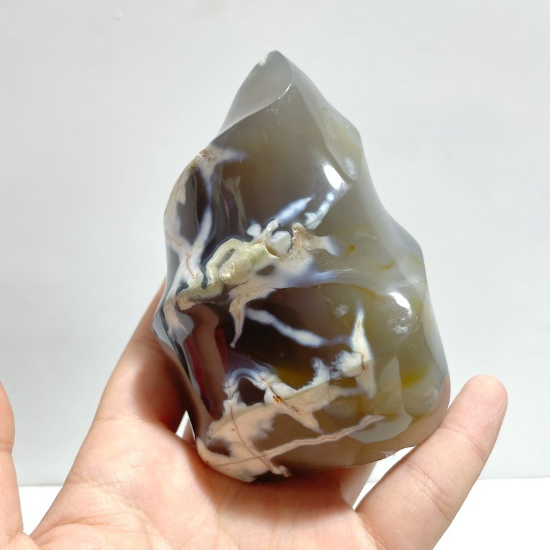9 Pieces Black Orca Agate Flame Carving - Wholesale Crystals