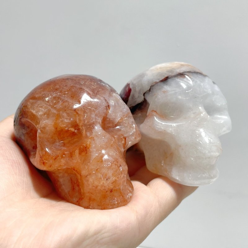 9 Pieces Fire Quartz Skull Carving - Wholesale Crystals