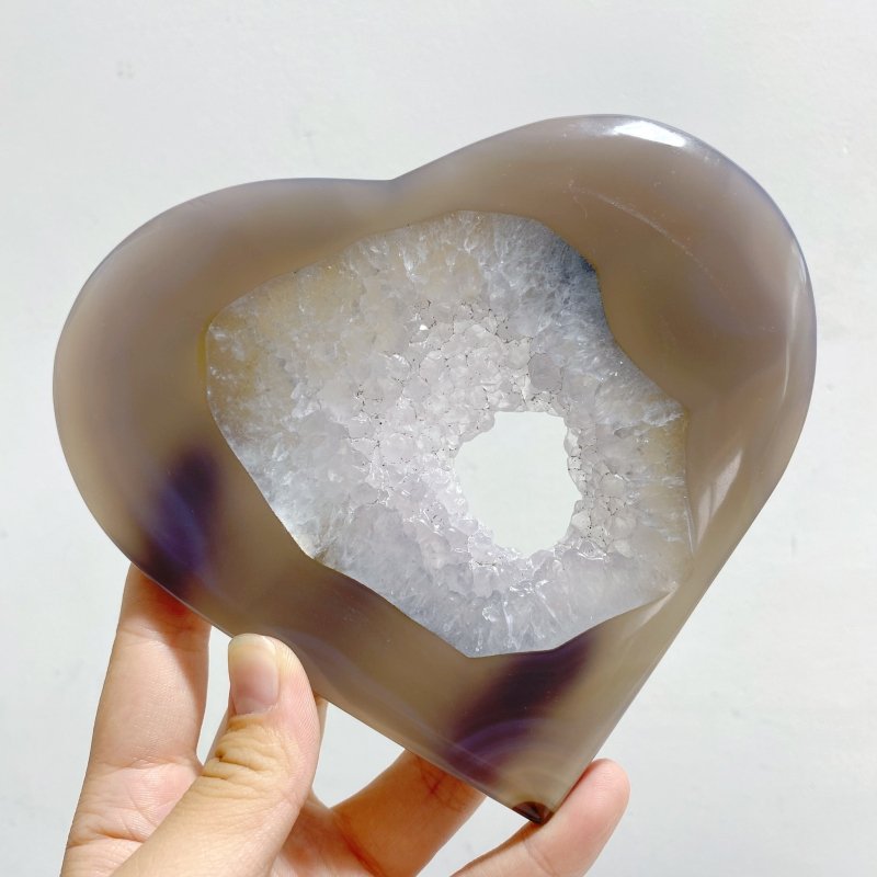 9 Pieces Geode Druzy Agate Heart -Wholesale Crystals