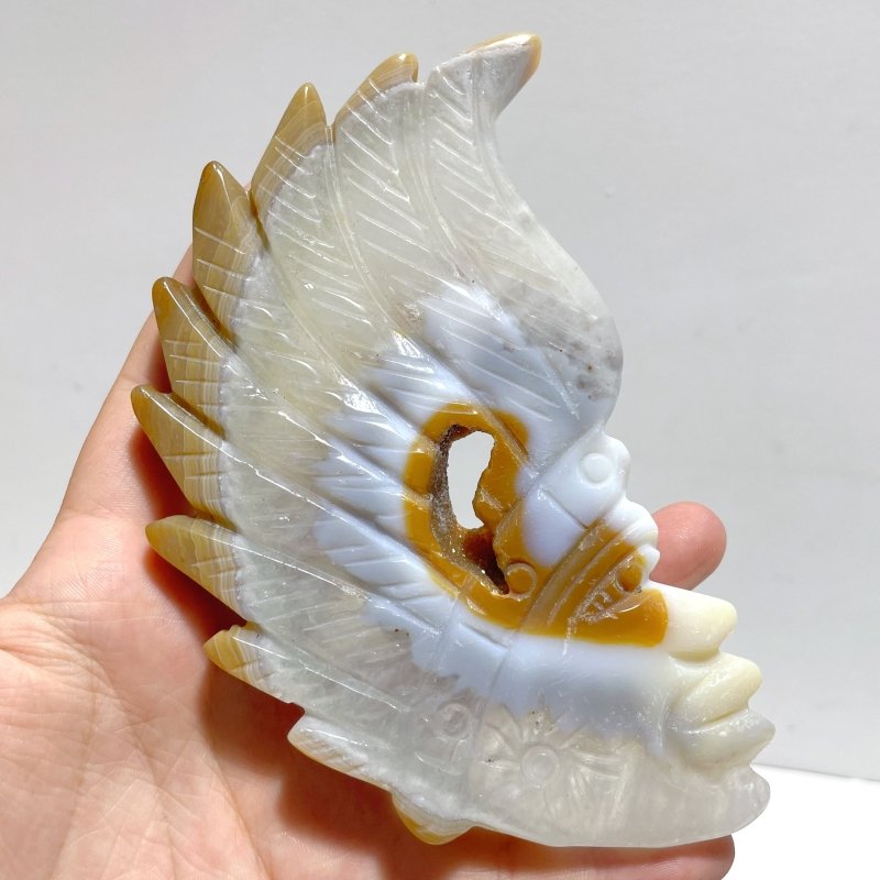 9 Pieces Geode Druzy Agate Indian Feathers Carving - Wholesale Crystals