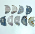 9 Pieces Geode Druzy Agate Indian Feathers Carving - Wholesale Crystals