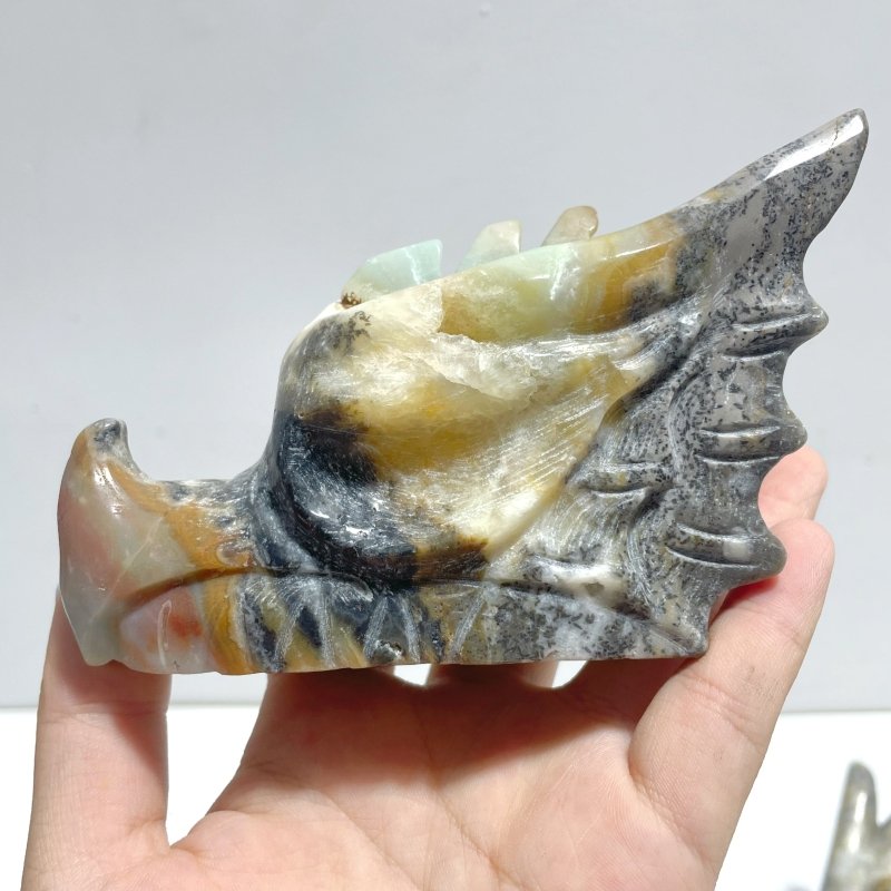 9 Pieces Large Caribbean Calcite Dragon Head Carving Closeout - Wholesale Crystals