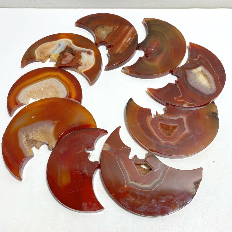 9 Pieces Large Carnelian Moon Face Carving Closeout -Wholesale Crystals
