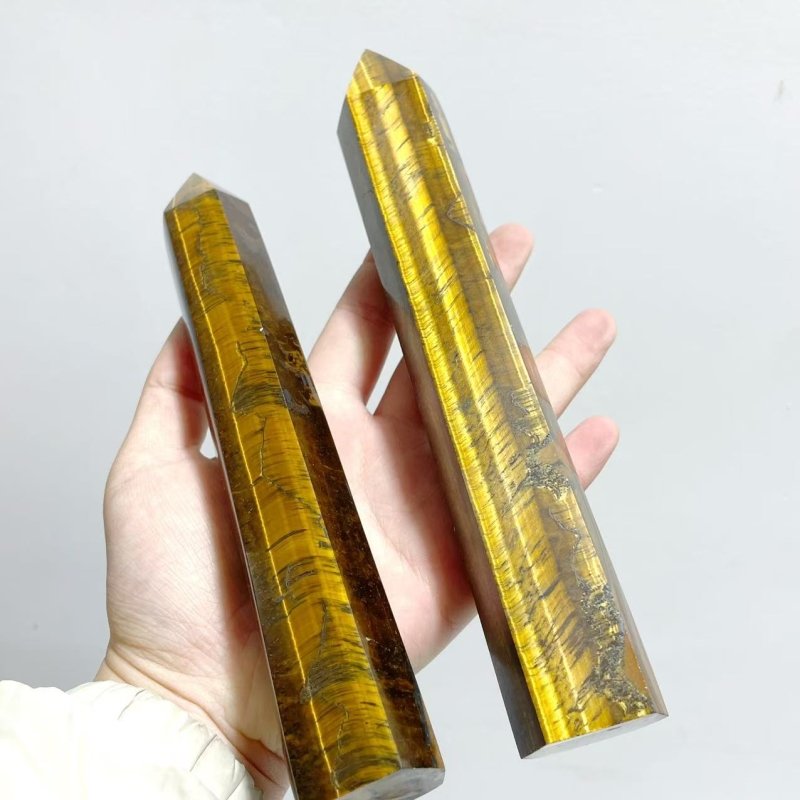 9 Pieces Tiger Eye Tower Points - Wholesale Crystals