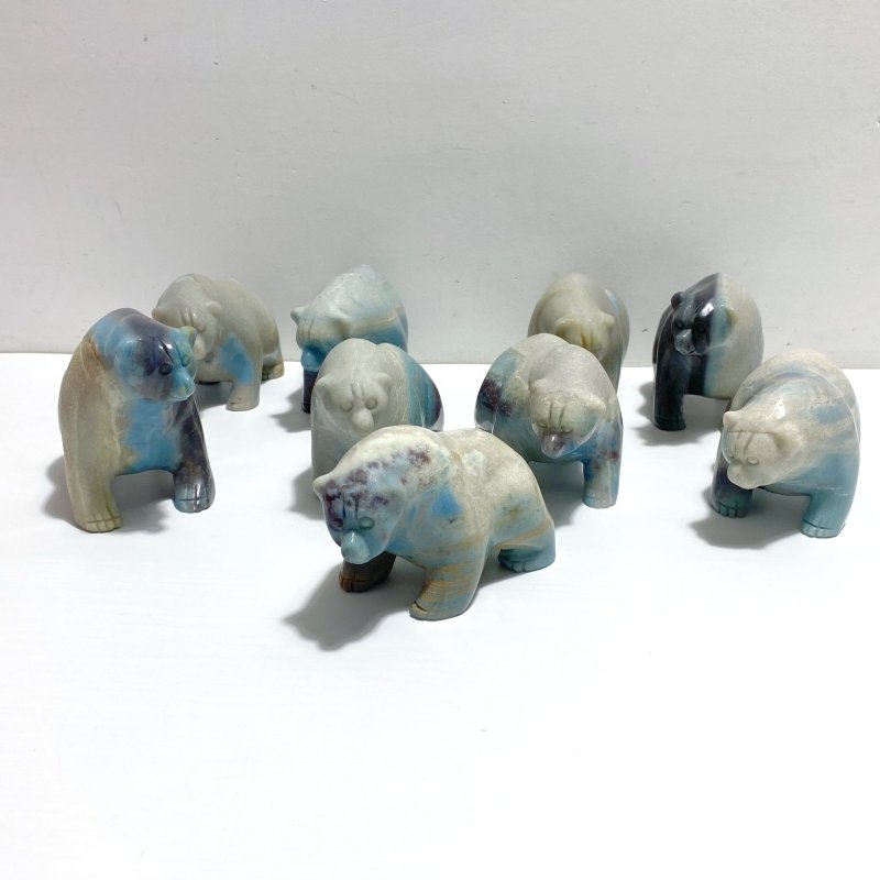 9 Pieces Trolleite Stone Bear Carving - Wholesale Crystals