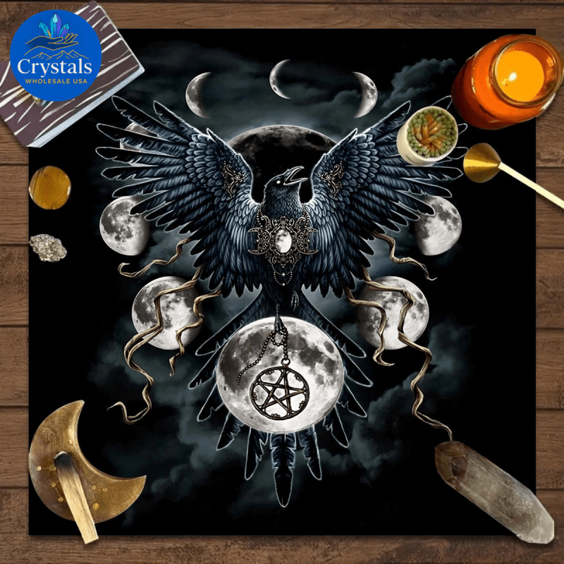 9 Sun Floral & Moon Phase Tarot Tablecloth - Wholesale Crystals