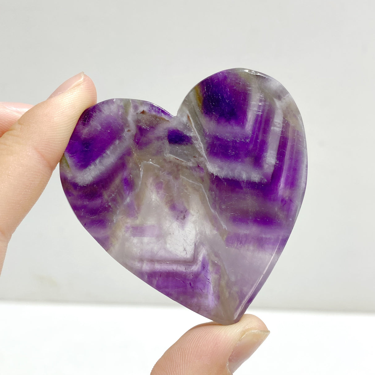 Chevron Amethyst Heart Wing Carving With Stand
