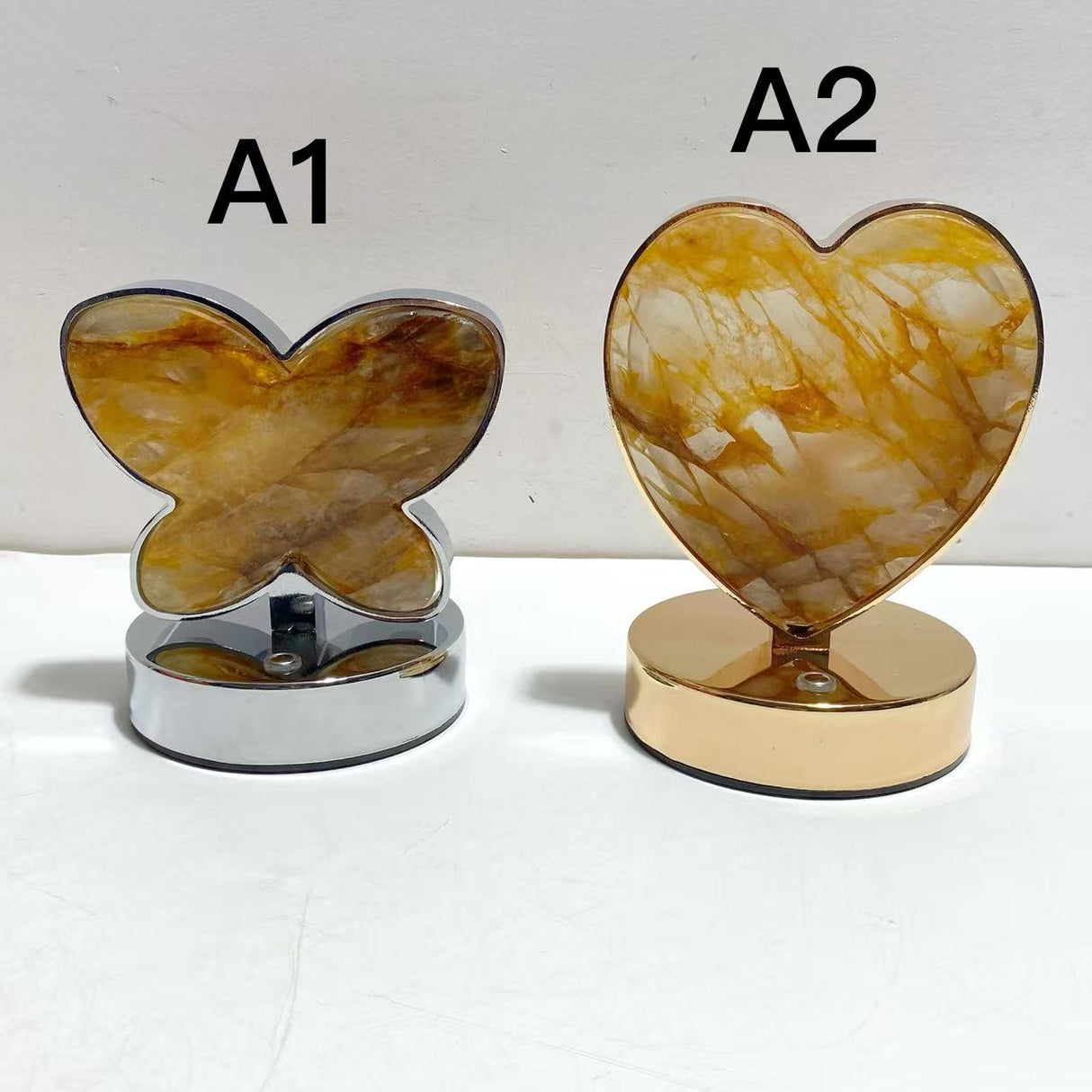 Hematoid Quartz LED Table Lamp Moon Heart & Butterfly Shape