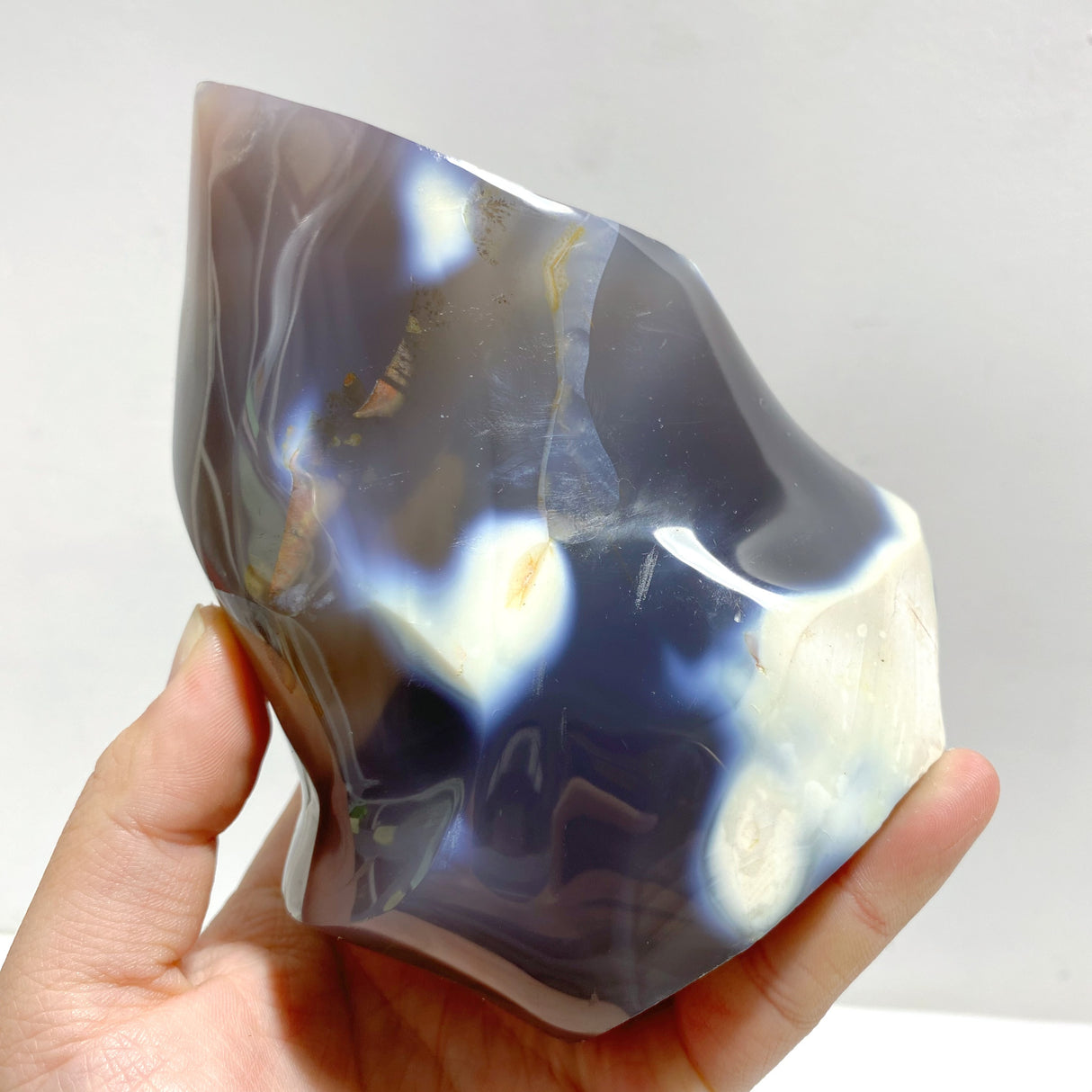 12 Pieces Black Orca Agate Flame Carving #1