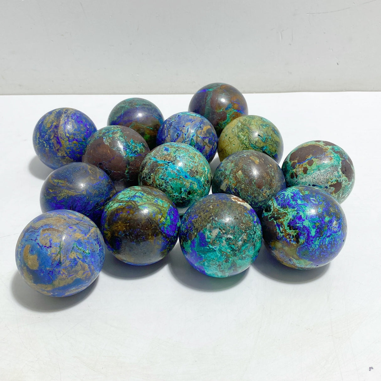 14 Pieces Azurite Mixed Malachite Spheres #4