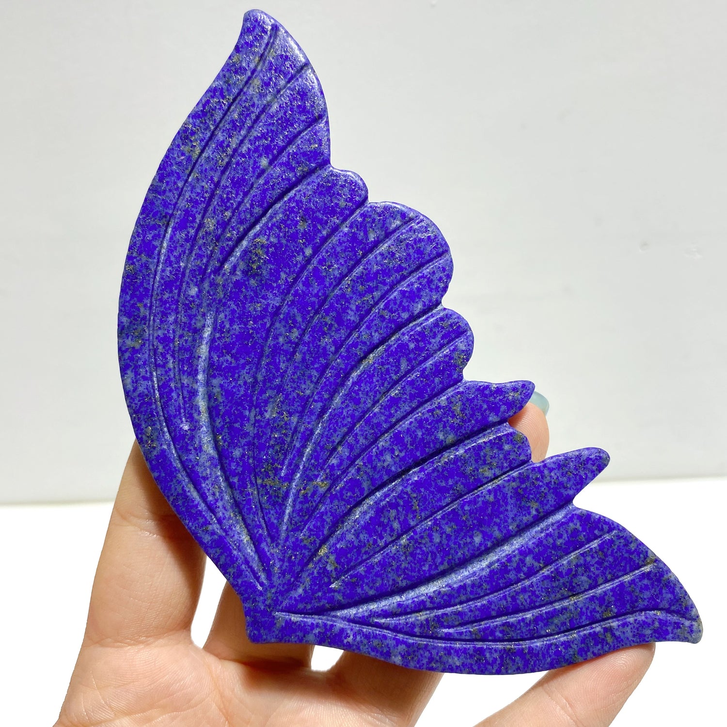 4 Pairs Lapis Lazuli Butterfly Wing Carving With Stand
