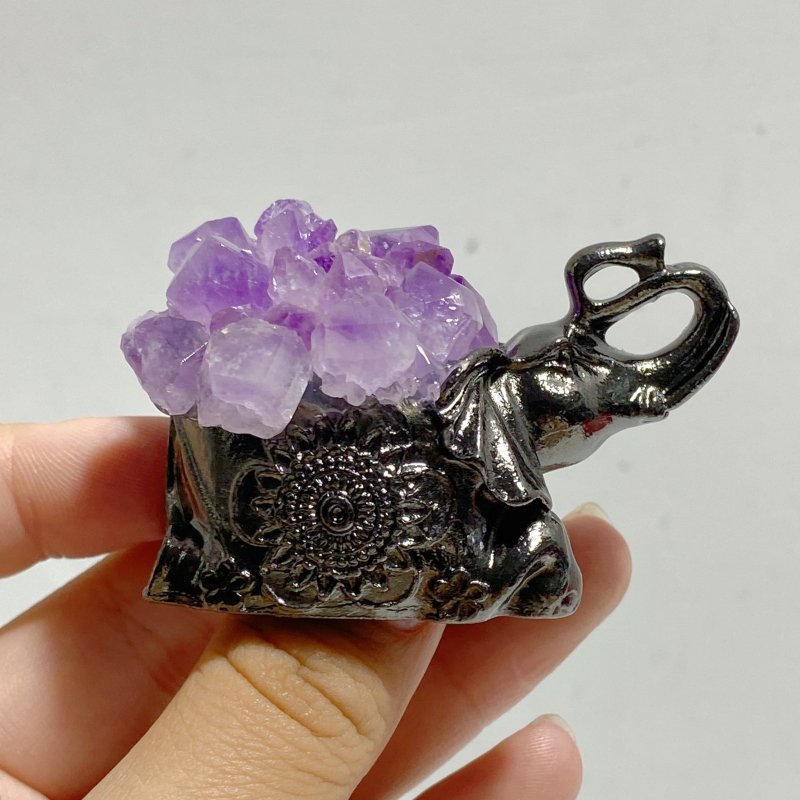 Amethyst Cluster Elephant Home Decorations -Wholesale Crystals