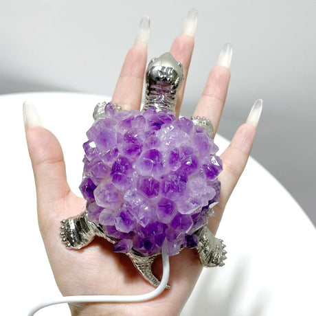 Amethyst Cluster Turtle LED Table Lamp Decorations - Wholesale Crystals