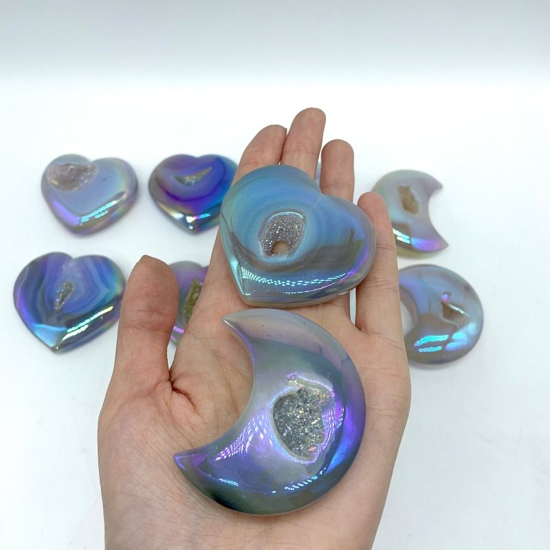 Aura Geode Druzy Agate Heart&Moon Crystal Wholesale -Wholesale Crystals