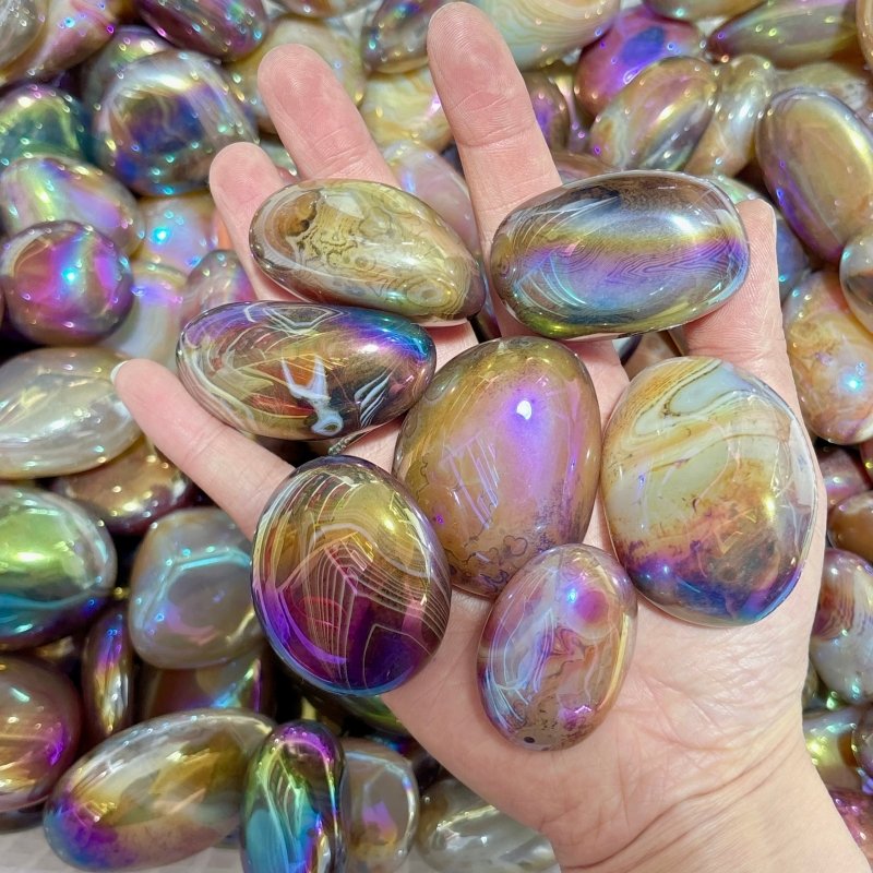 Aura Silk Agate Palm Stone Free Form Wholesale -Wholesale Crystals