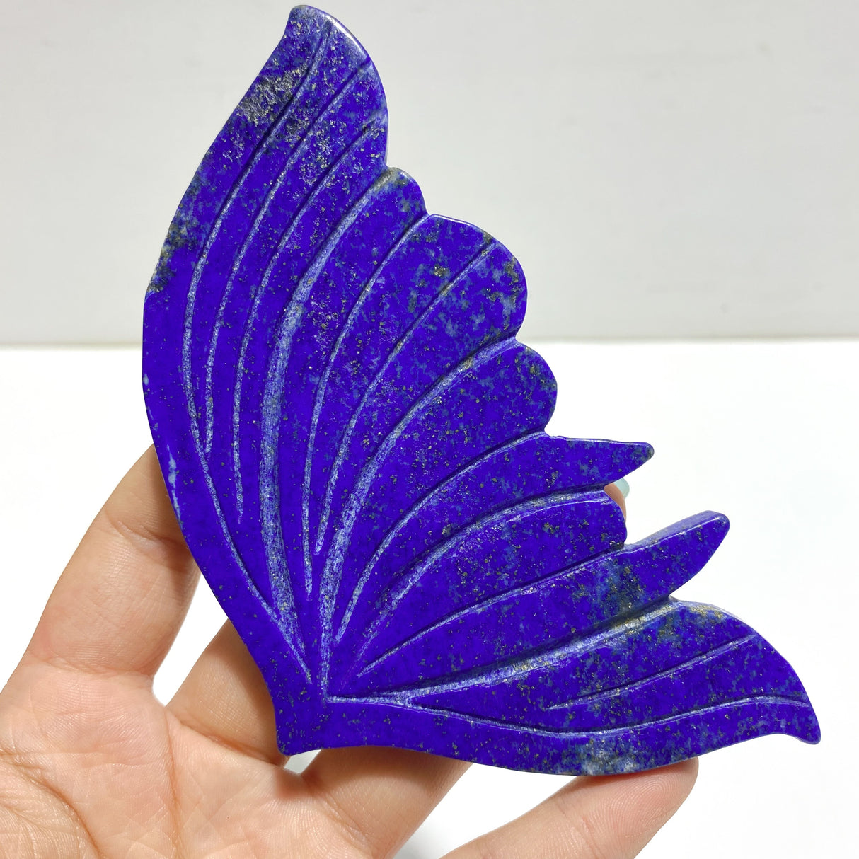 4 Pairs Lapis Lazuli Butterfly Wing Carving With Stand