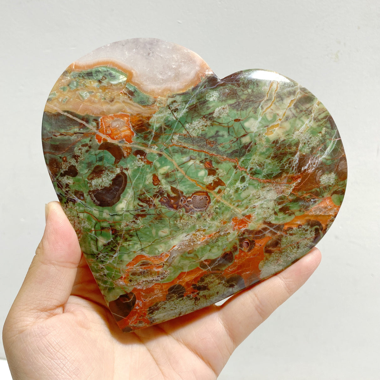 7 Pieces Large Money Agate Heart With Stand