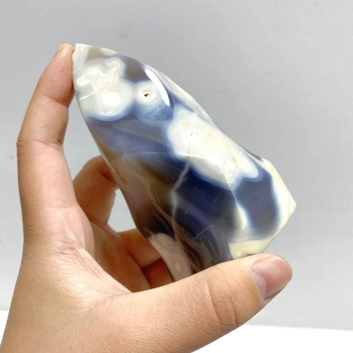 12 Pieces Black Orca Agate Flame Carving #1