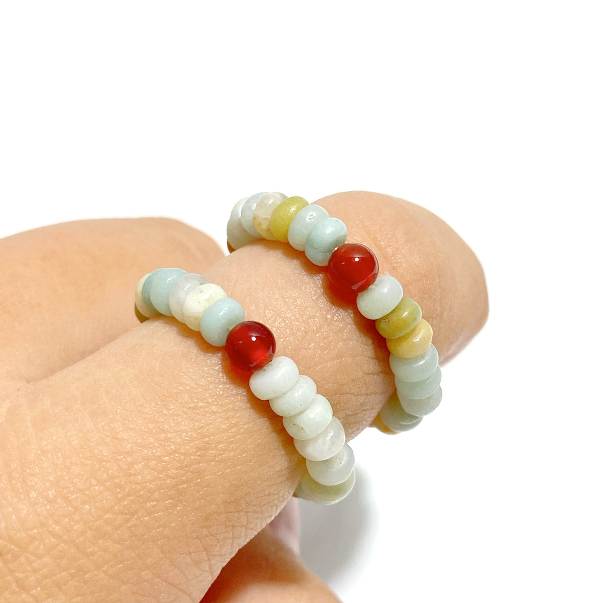 24 Types Crystal Beaded Rings Wholesale Moss Agate Chevron Amethyst Red Jasper