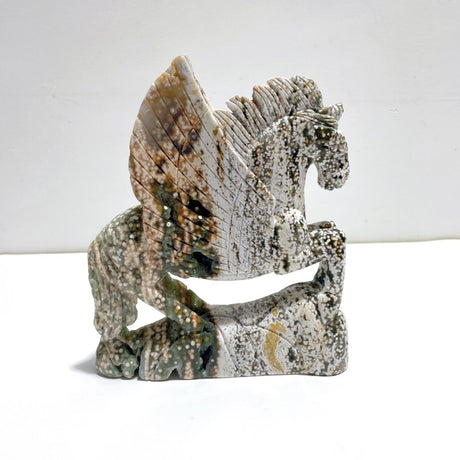 Beautiful 8th Vein Ocean Jasper Unicorn/Pegasus Carving - Wholesale Crystals