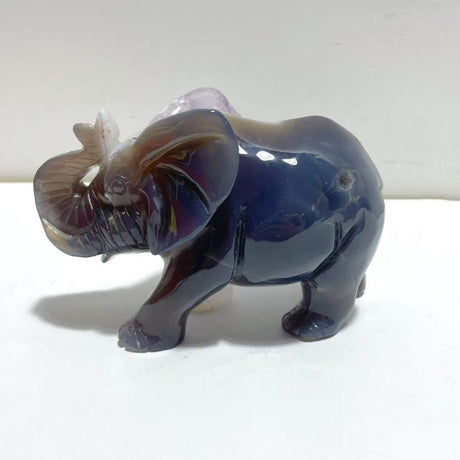 Beautiful Amethyst Mixed Geode Agate Druzy Elephant Animal Carving A04 - Wholesale Crystals
