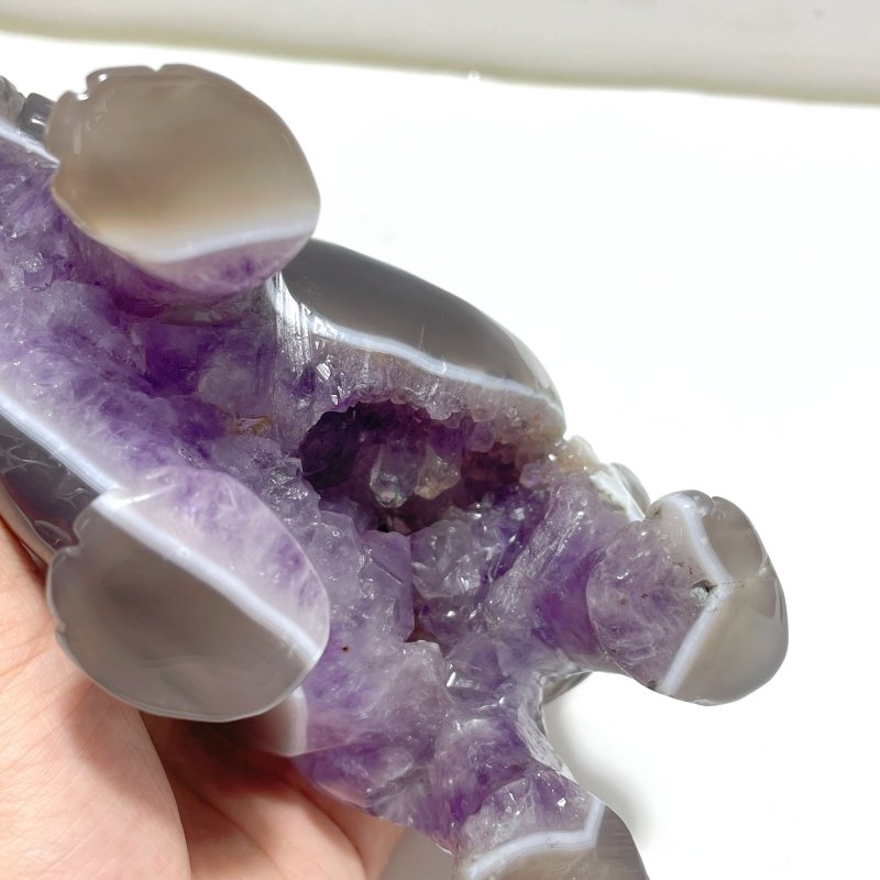Beautiful Amethyst Mixed Geode Agate Druzy Elephant Carving A01 - Wholesale Crystals