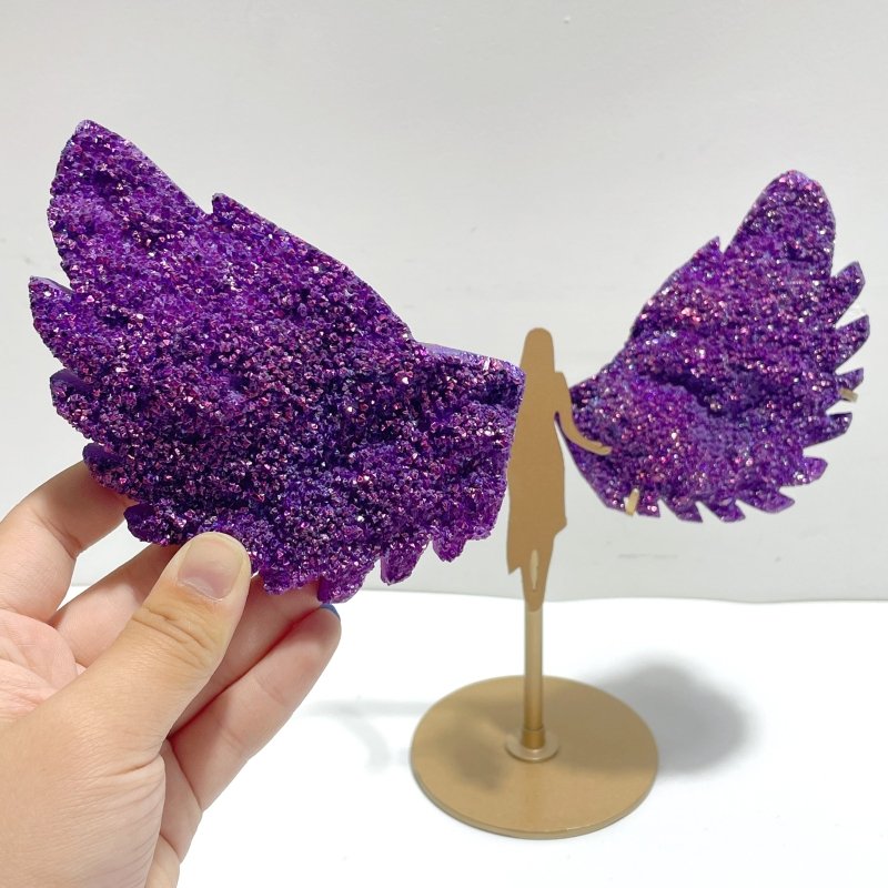 Beautiful Aura Quartz Cluster Angel Wing With Stand - Wholesale Crystals