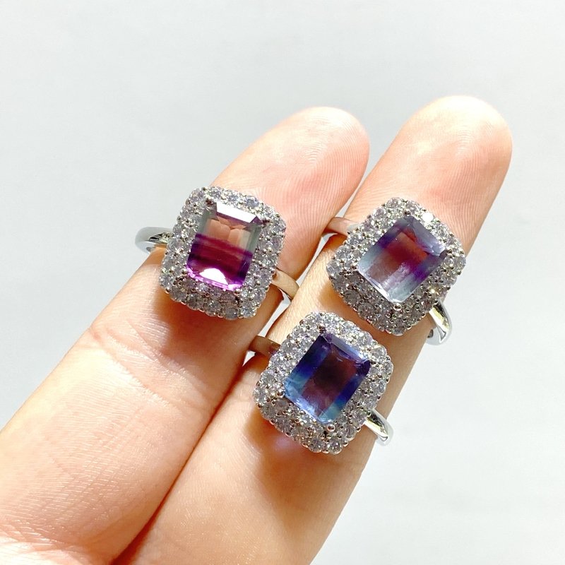 Beautiful Cut Faceted Fluorite Sugar Cube Ring Wholesale - Wholesale Crystals