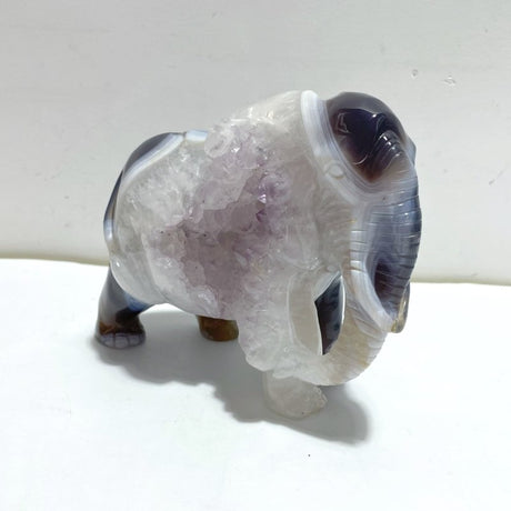 Beautiful Geode Agate Druzy Elephant Animal Carving A02 - Wholesale Crystals