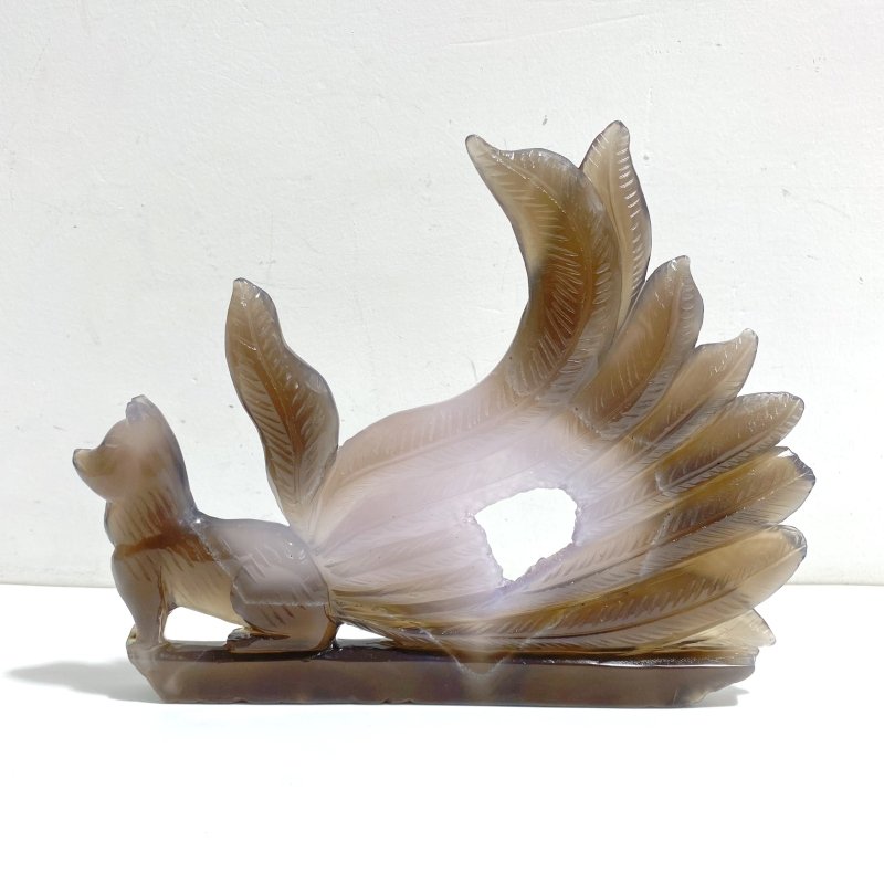Beautiful Geode Druzy Agate Nine - tailed Fox Carving 5 - Wholesale Crystals