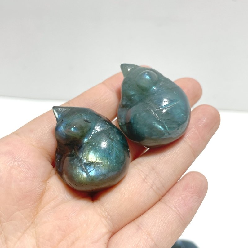 Beautiful Labradorite Sleeping Cat Carving Wholesale - Wholesale Crystals