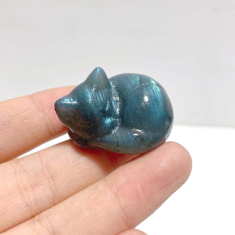 Beautiful Labradorite Sleeping Cat Carving Wholesale - Wholesale Crystals
