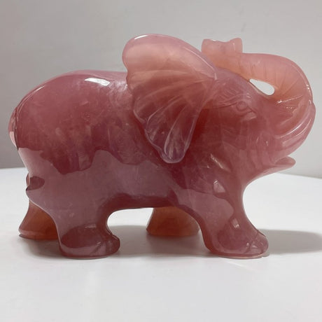 Beautiful Large Deep Pink Madagascar Rose Quartz Elephant Carving - Wholesale Crystals