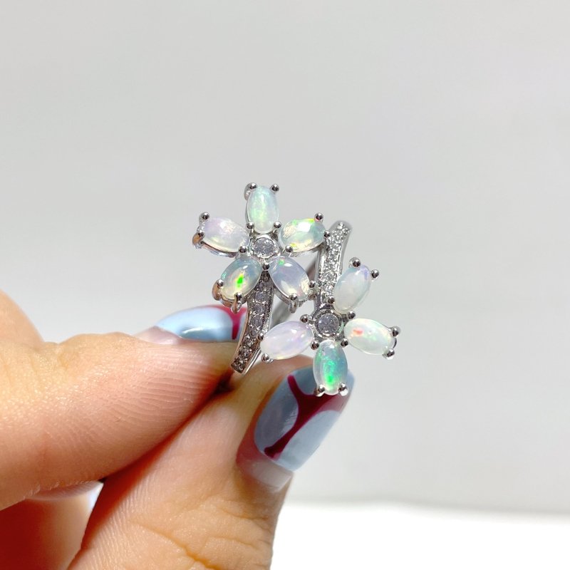 Beautiful Natural Opal Rings Flower Shape Wholesale - Wholesale Crystals