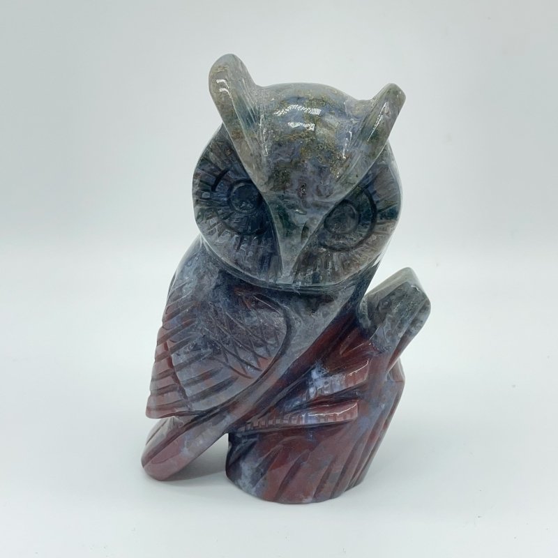 Beautiful Ocean Jasper Owl Carving - Wholesale Crystals