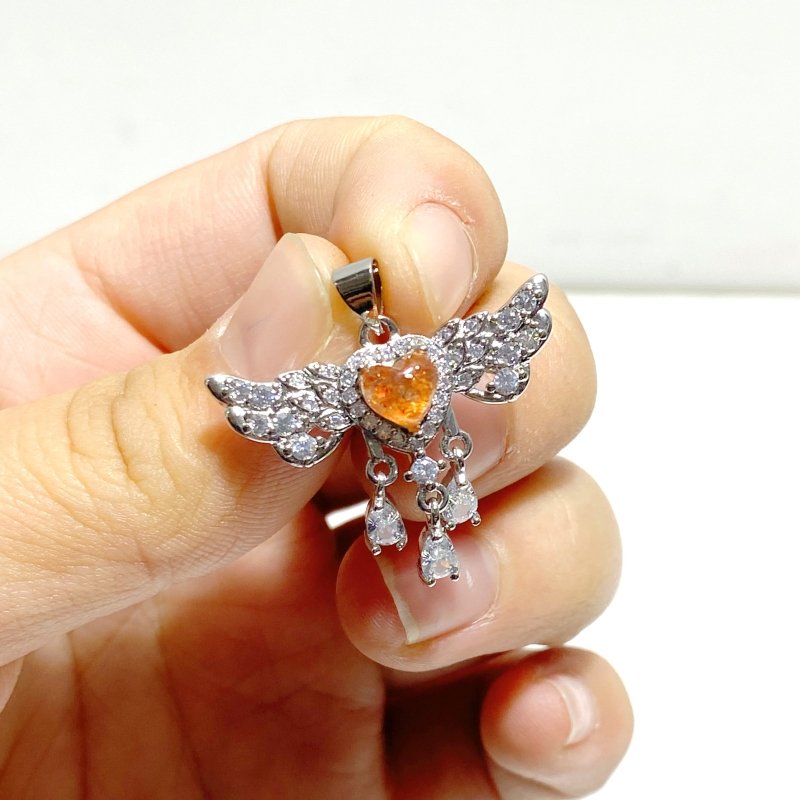 Beautiful Sunstone Heart Wing Pendants Wholesale - Wholesale Crystals