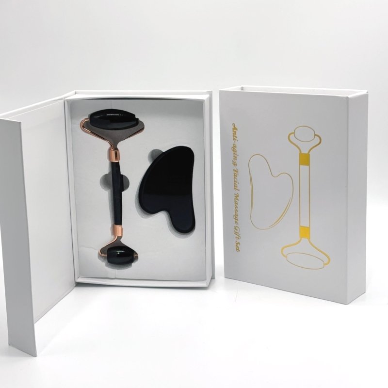 Black Obsidian Roller and Gua Sha A Set Wholesale -Wholesale Crystals