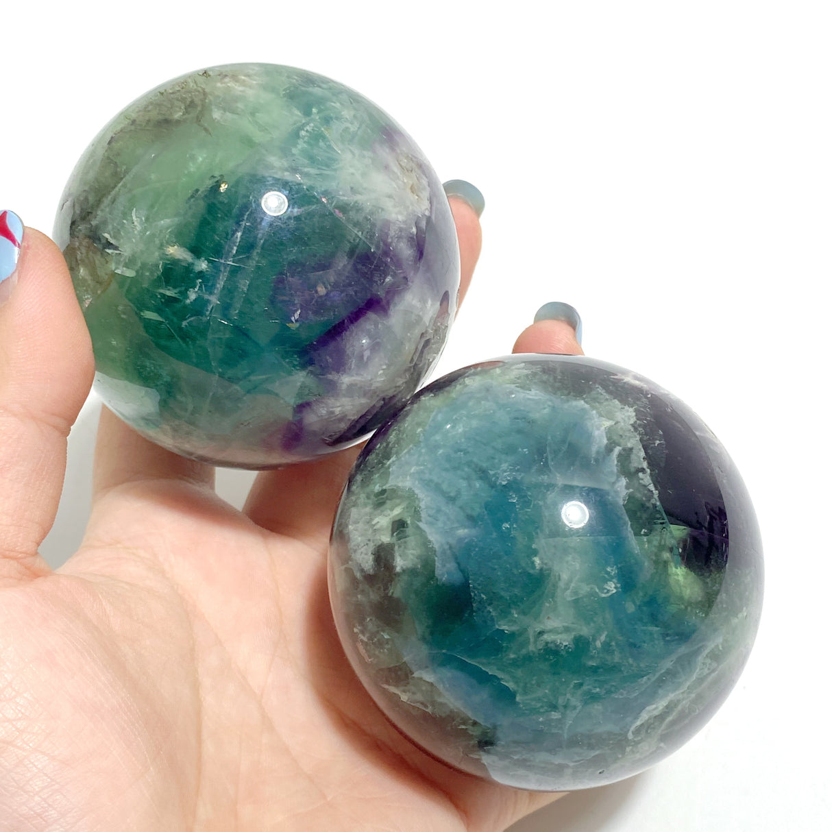 21 Pieces Beautiful Feather Fluorite Sphere