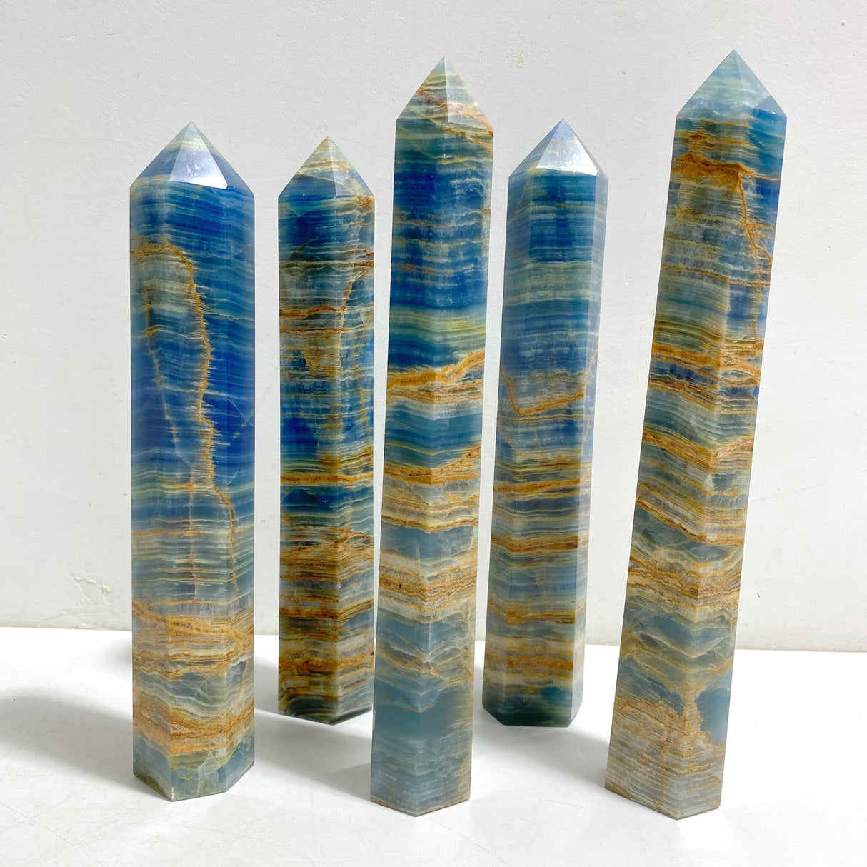 5 Pieces Tall High Quality Blue Onyx Point