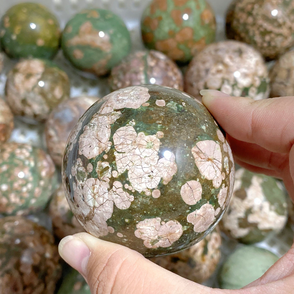 56 Pieces Rainforest Jasper Spheres (Sea Freight Only)