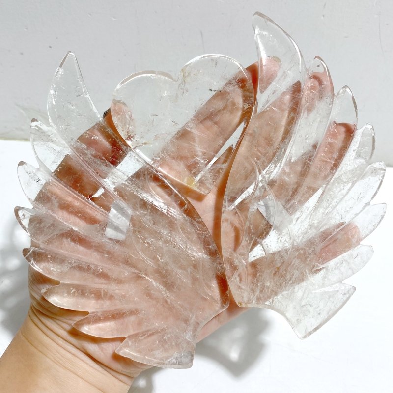 Clear Quartz Heart Wing Carving With Stand -Wholesale Crystals