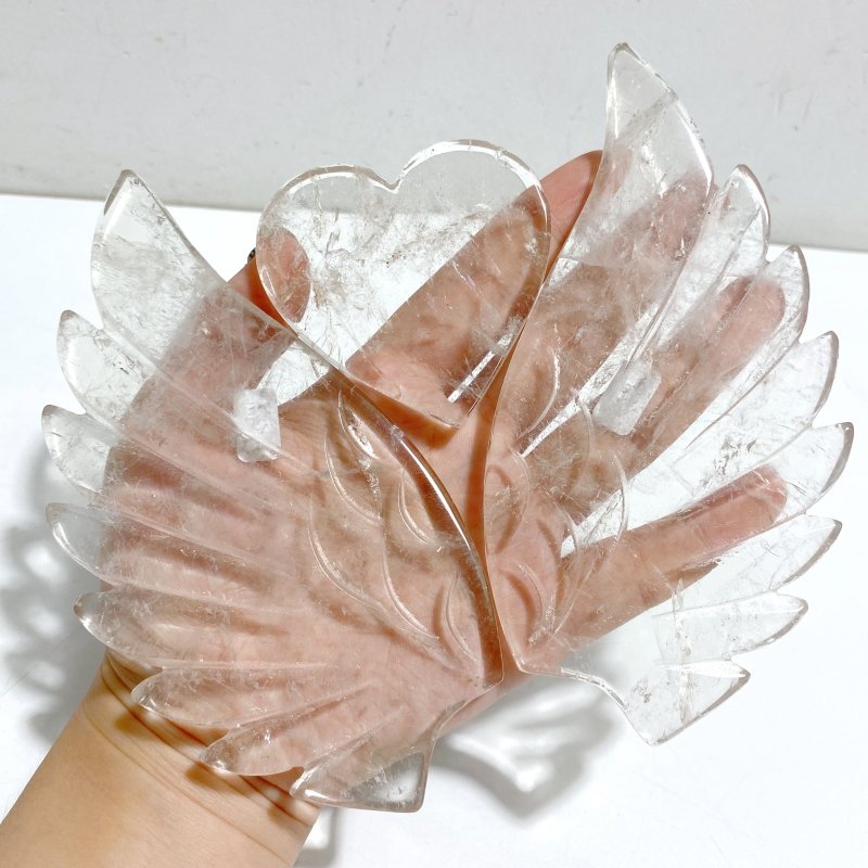 Clear Quartz Heart Wing Carving With Stand -Wholesale Crystals