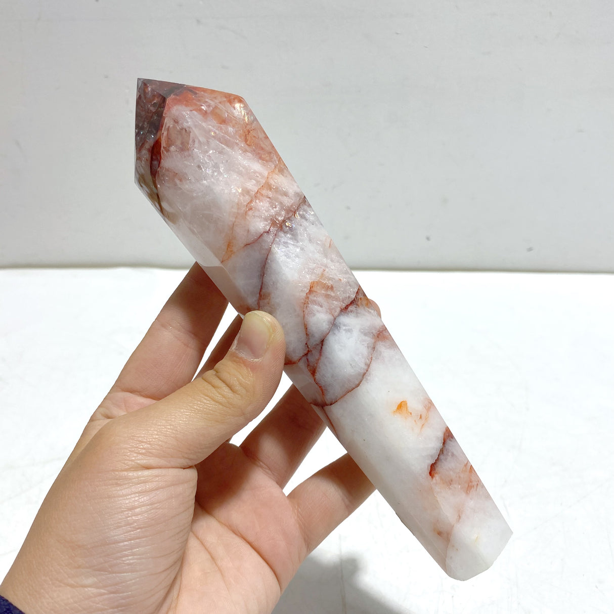 7 Pieces Fire Quartz Point Magic Scepter Wand With Stand