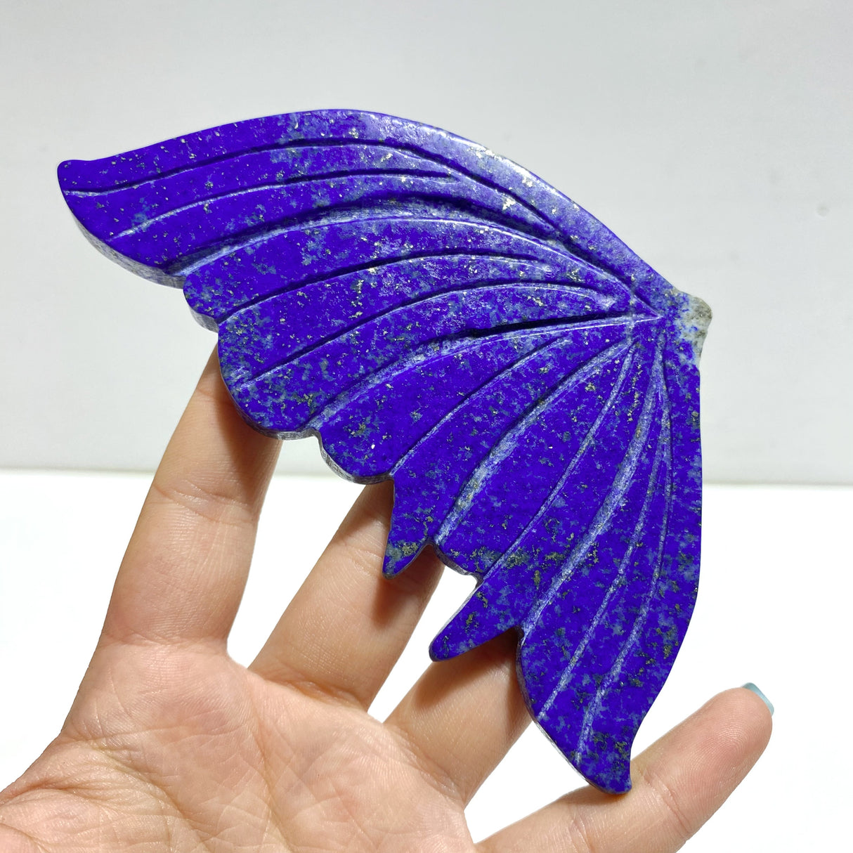 4 Pairs Lapis Lazuli Butterfly Wing Carving With Stand