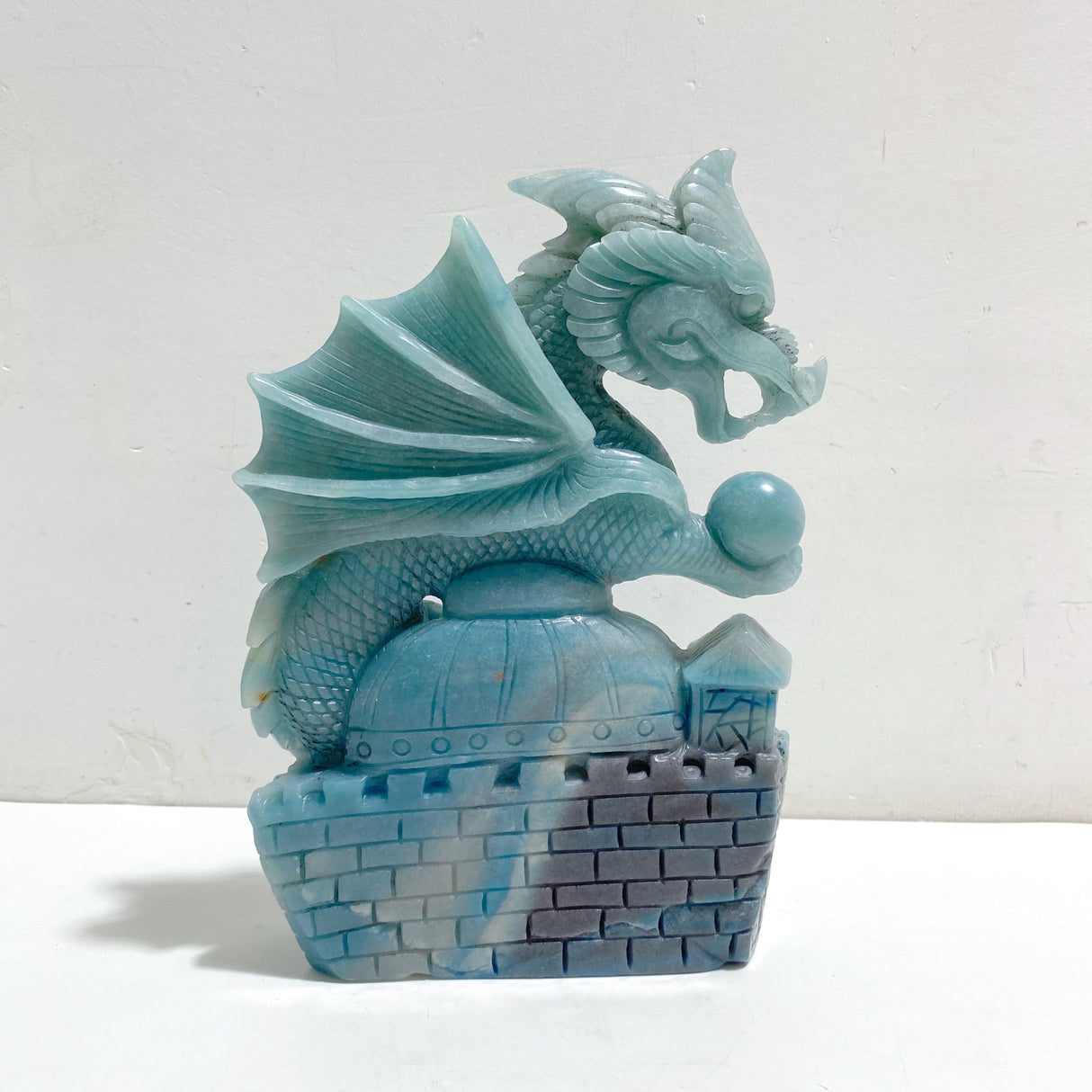Unique Trolleite Flying Dragon With Castle Carving
