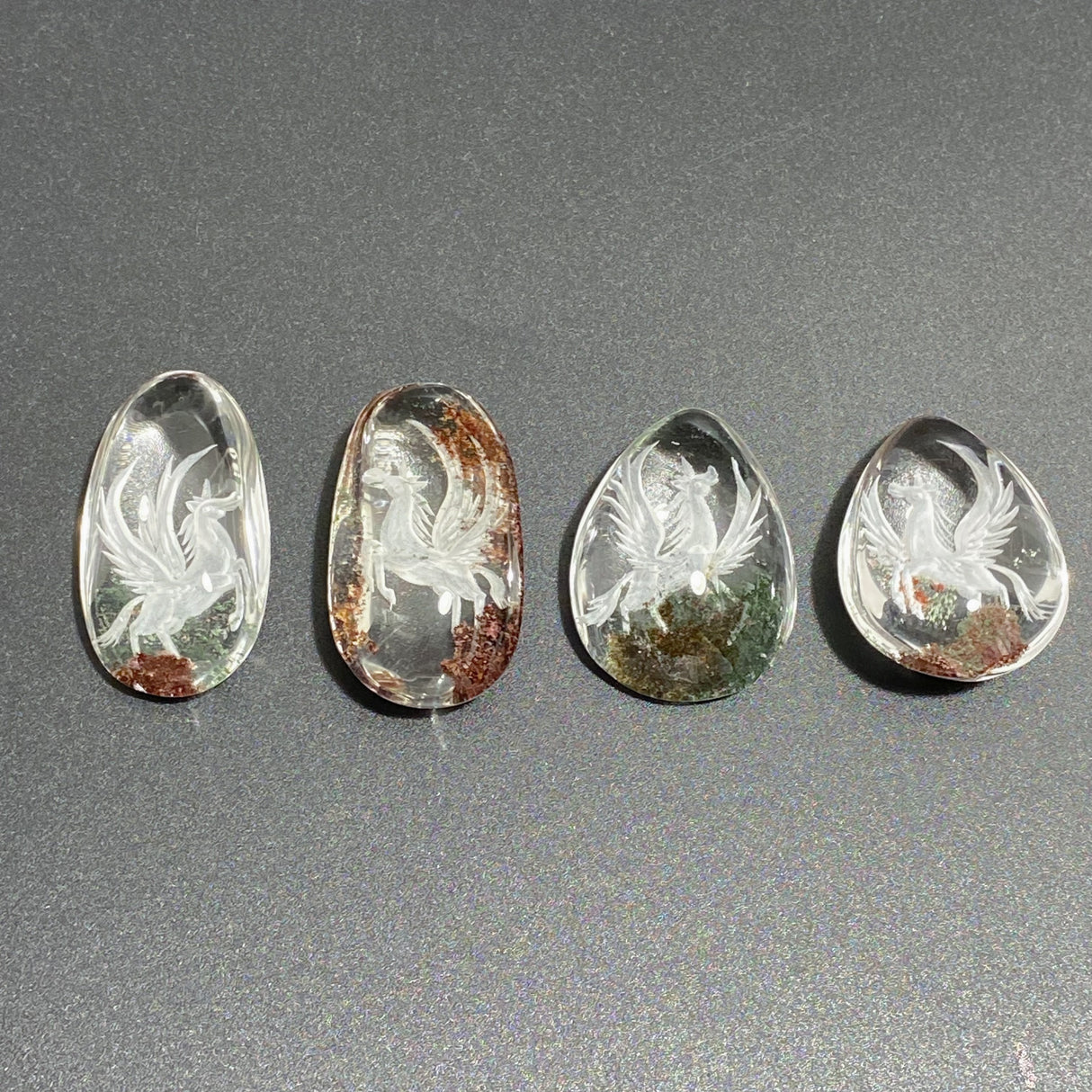4 Pieces Unicorn Garden Quartz Inner Scene Carving
