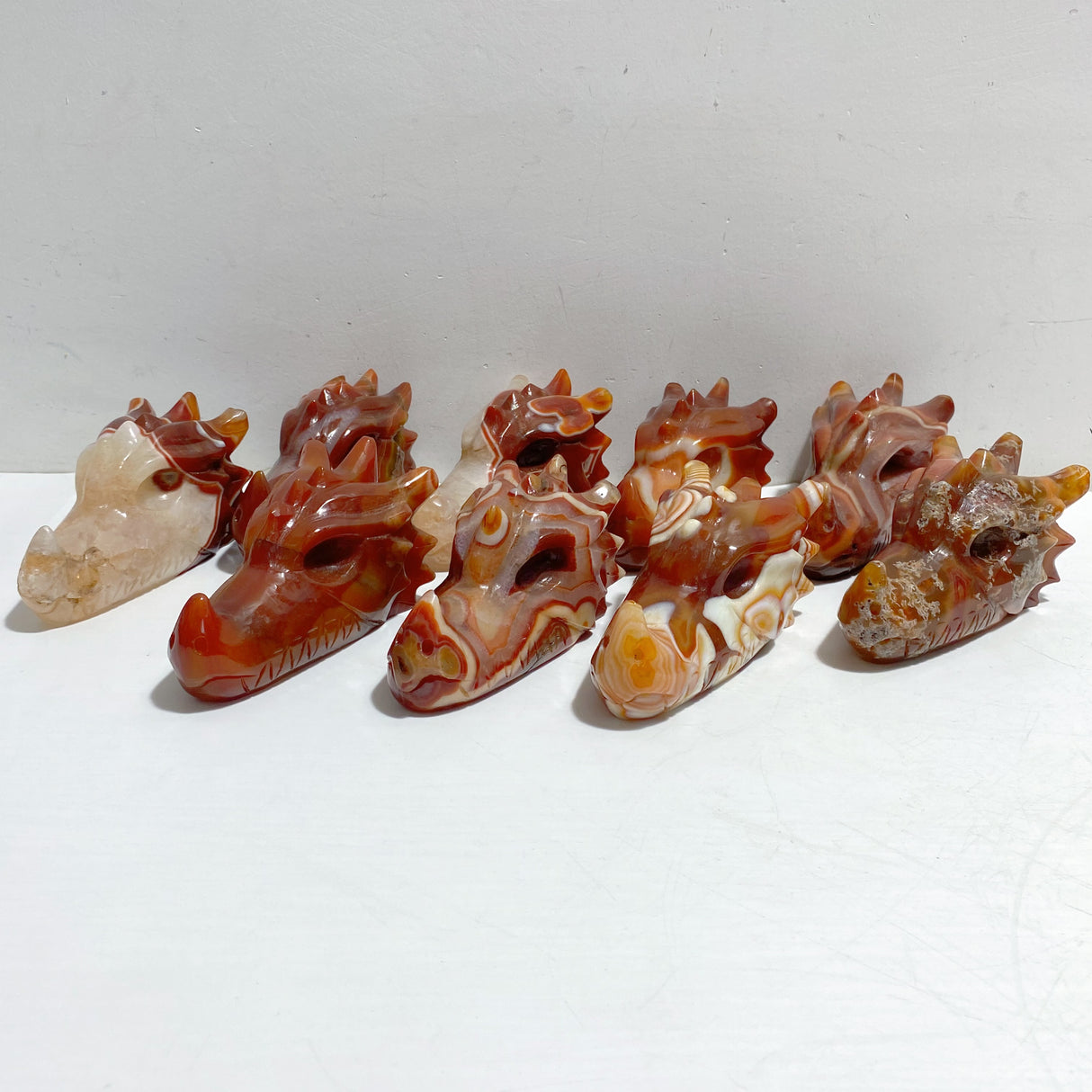 9 Pieces Carnelian Dragon Head Carving